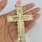 14k Jesus Cross Charm Pendant Yellow Gold Men Women 4" 3" 2" 1.5-2"