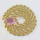 14K Yellow Gold 5mm Rope Chain 22" Diamond cut necklaceend Free Shipping