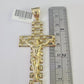 10k Solid Rope Chain Jesus Cross Charm Set 4mm 20"-28" Necklace Gold Yellow