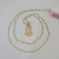 14k Figaro Chain Praying Hands Charm Pendant Gold 1.5mm 18"-24inch SET Necklace