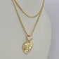 10K Solid Franco Chain Nugget Heart Pendant Charm Necklace 18"-24" 1mm Gold