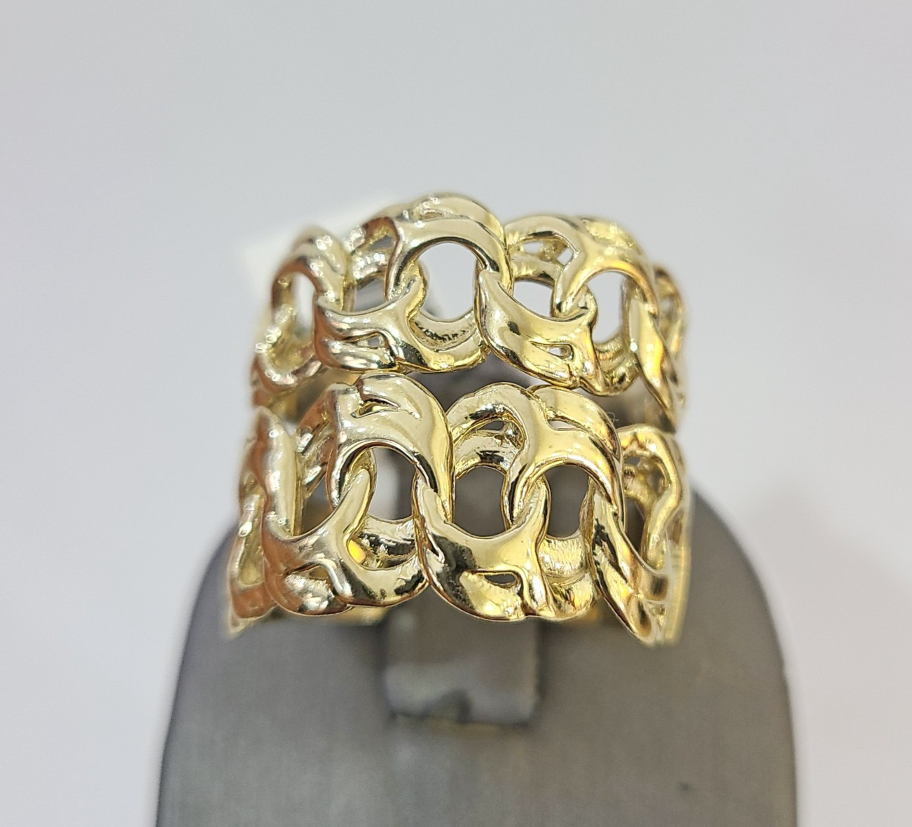 10k Cuban Link Ring Yellow Gold Women Men Real Genuine