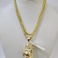 REAL 10k Yellow Gold Palm Chain Laughing Buddha Pendant Charm 3mm Necklace SET