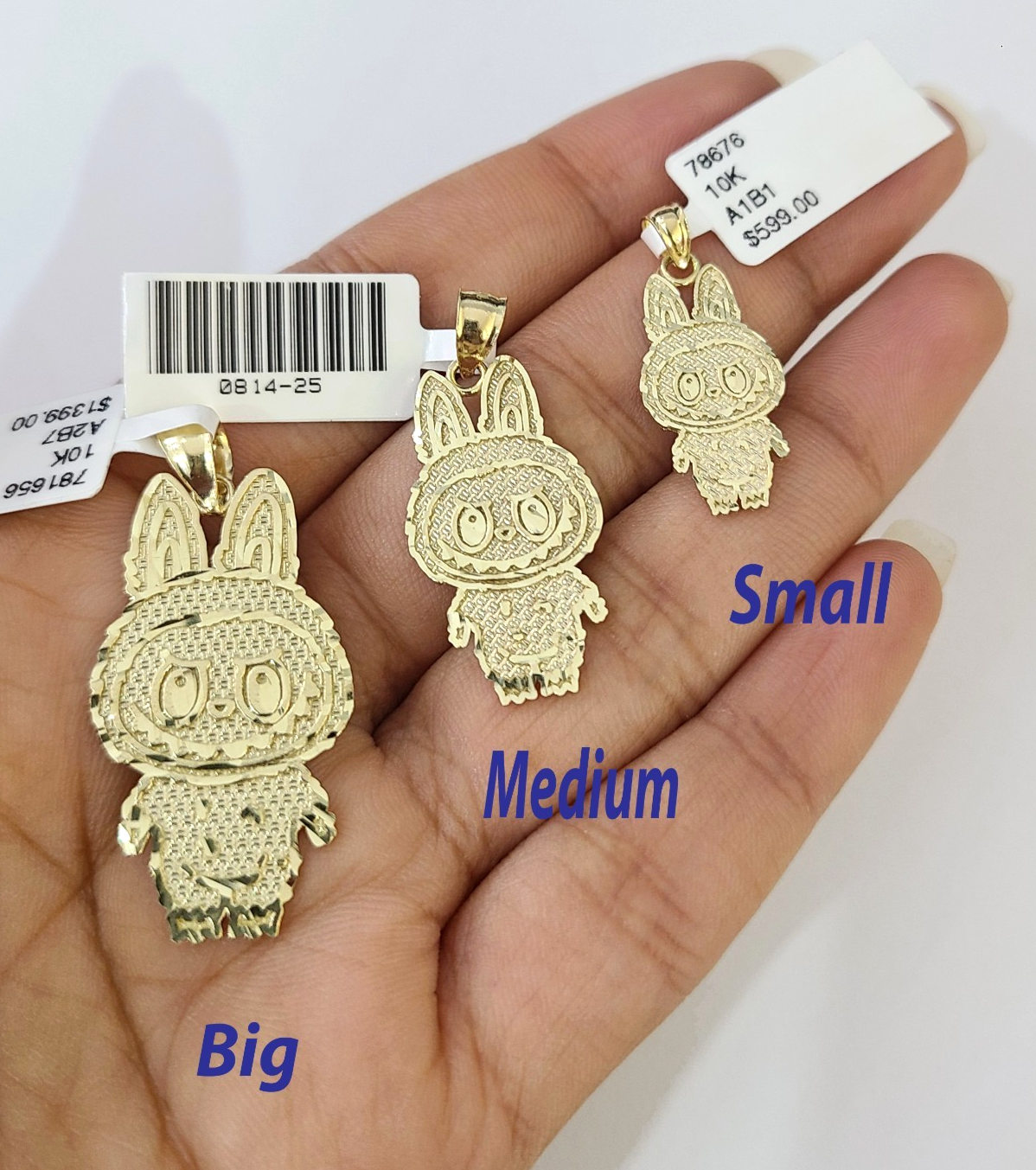 10k Cartoon Monster Charm Pendant Men Women 10kt Real Yellow Gold