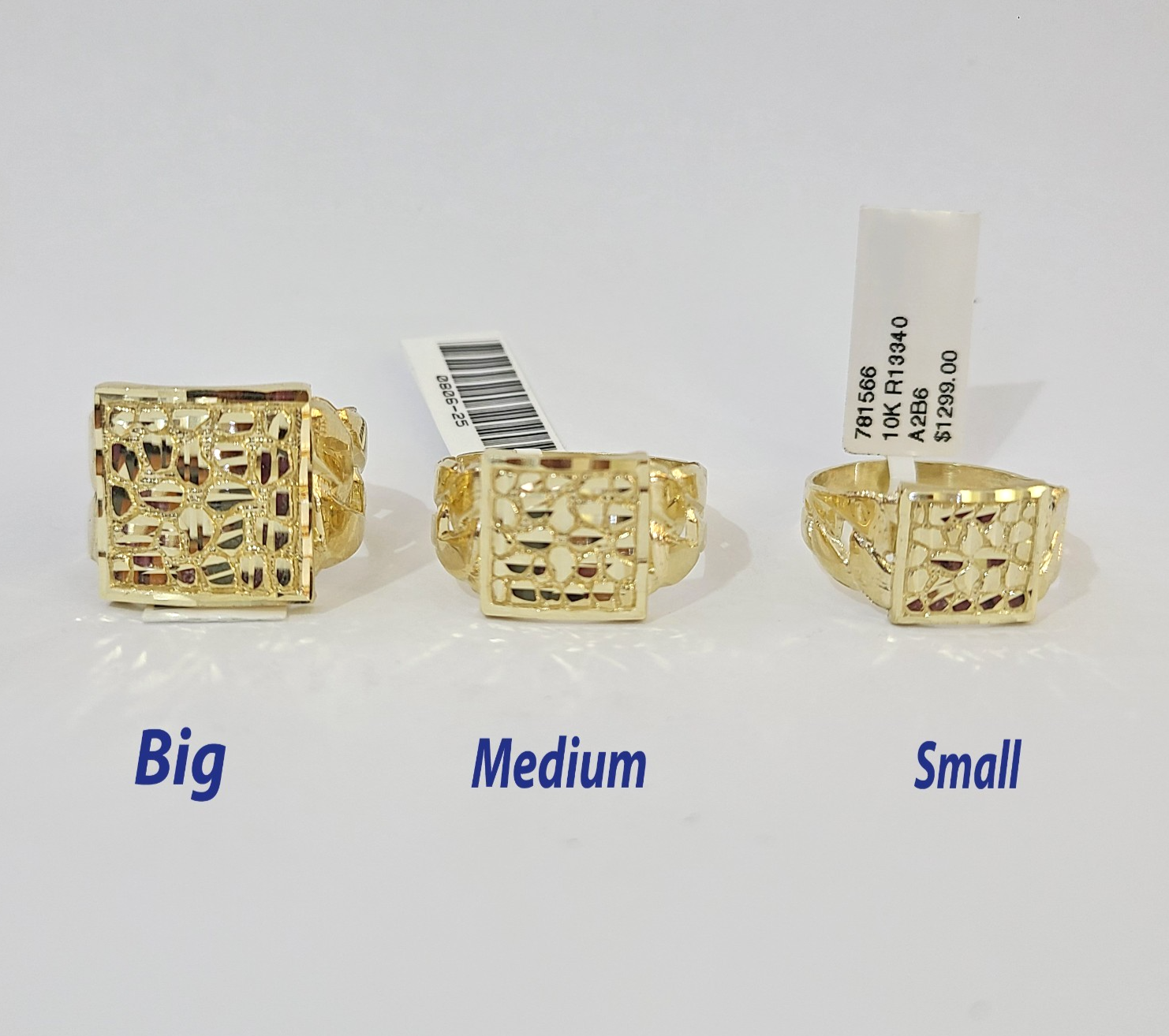 10k Nugget Cuban Ring Yellow Gold Women Men Real Genuine 10Kt