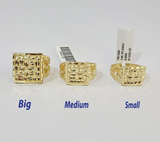 10k Nugget Cuban Ring Yellow Gold Women Men Real Genuine 10Kt