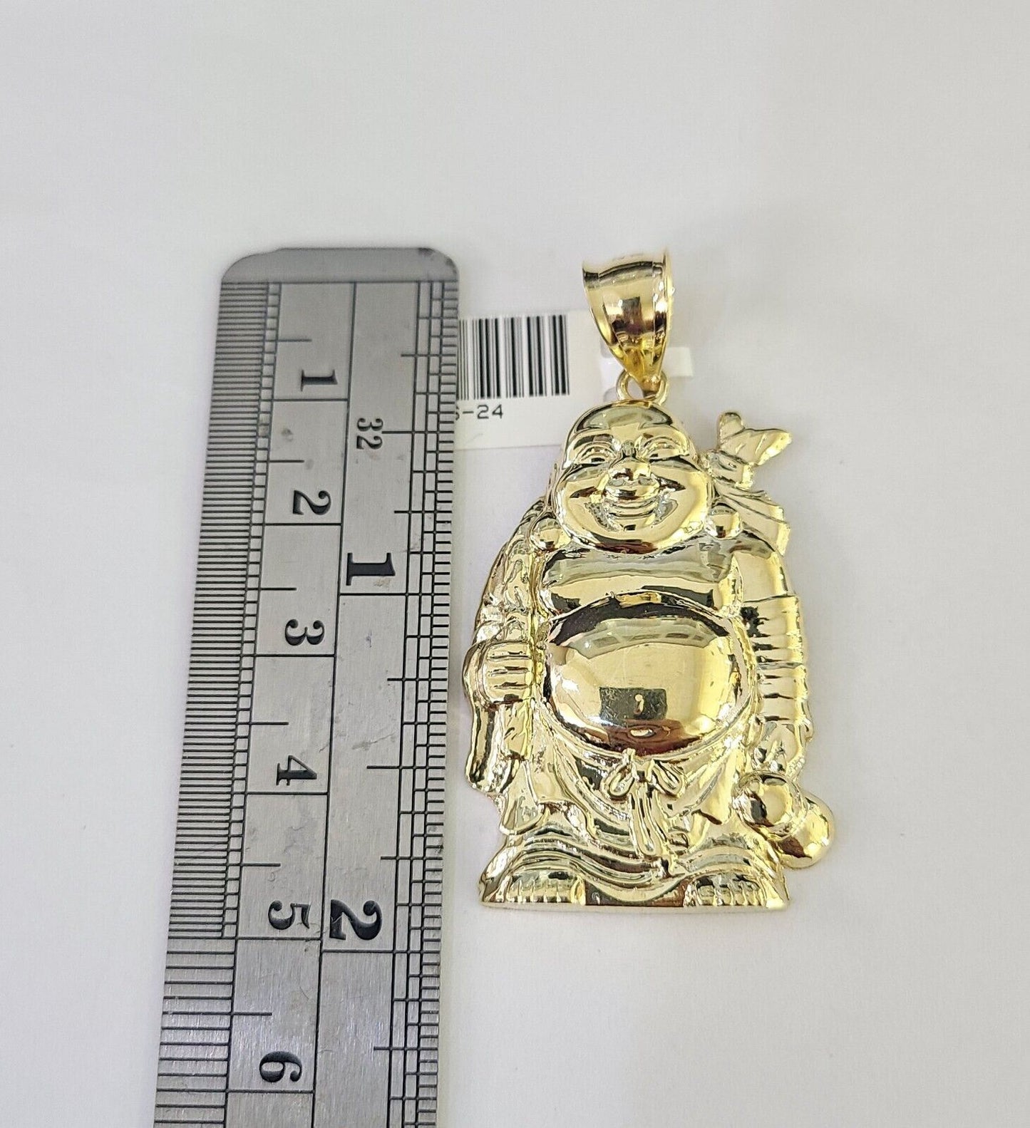 10K Gold Franco Chain Laughing Buddha Charm Pendant 20-26 inches 2.5mm Yellow