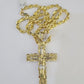 Real 10k Solid Rope Chain Nugget Cross Charm Set 6mm 20"-30" Inch Necklace Gold