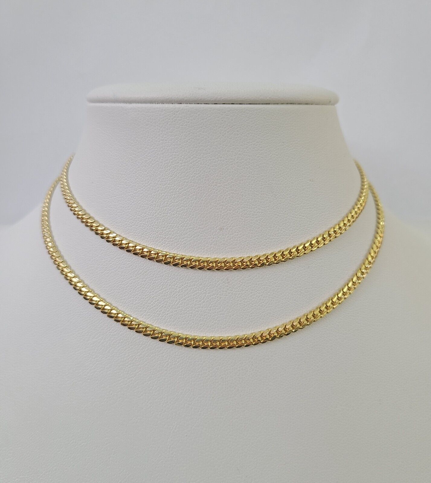 18k Solid Miami Cuban Chain Yellow Gold 3mm 18" 20" 22" 24" Inches Necklace Real