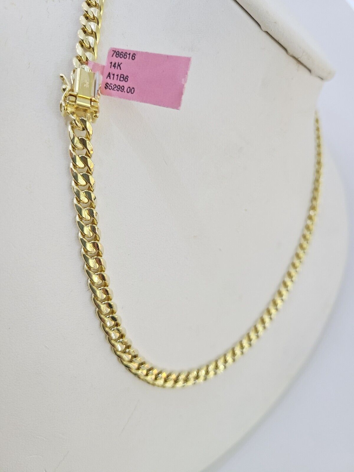 Real 14K Miami Cuban Link Chain Necklace Yellow Gold 24 inch 6mm Mens Hollow