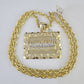 Real 10k Solid Rope Chain Last Supper Charm Set 6mm 20"-30" Inch Necklace Gold