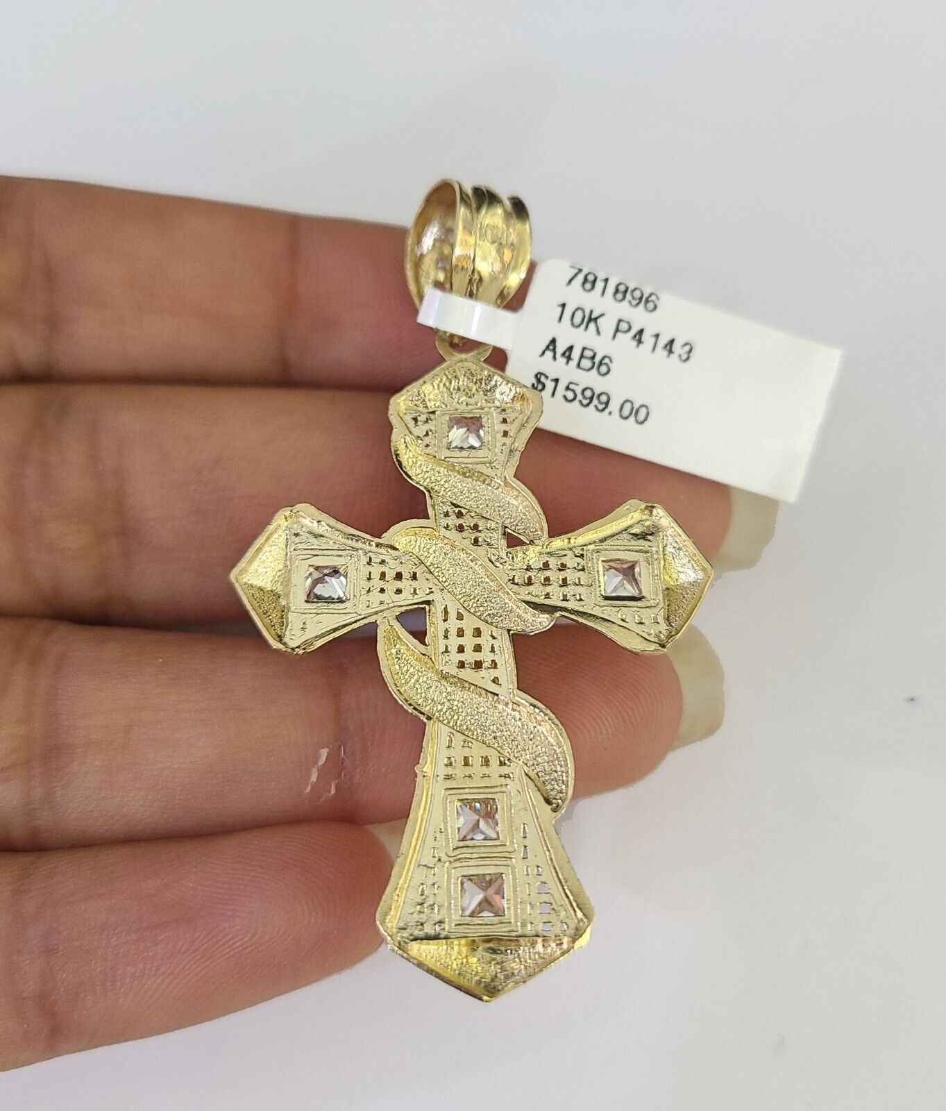 10K Gold Franco Chain Jesus Cross Charm Pendant 20-26 inches 2.5mm REAL Yellow