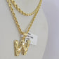 10k Gold Initial W Charm Rope Chain 16"-26" 2.5mm SET Necklace Alphabet Pendant