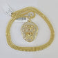 10K Franco Chain Roaring Lion Pendant Charm Necklace 20"-26" 3mm Gold Yellow SET