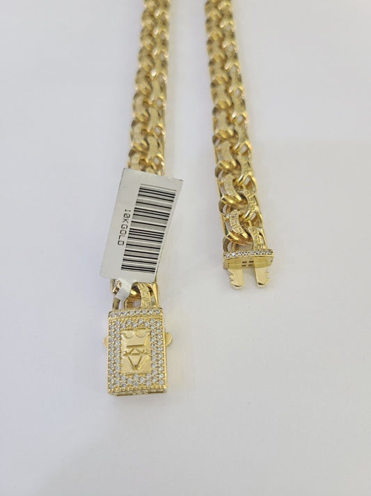 Real 10k Gold Chino ID Chain 9mm 24Inch Yellow Necklace Real Gold