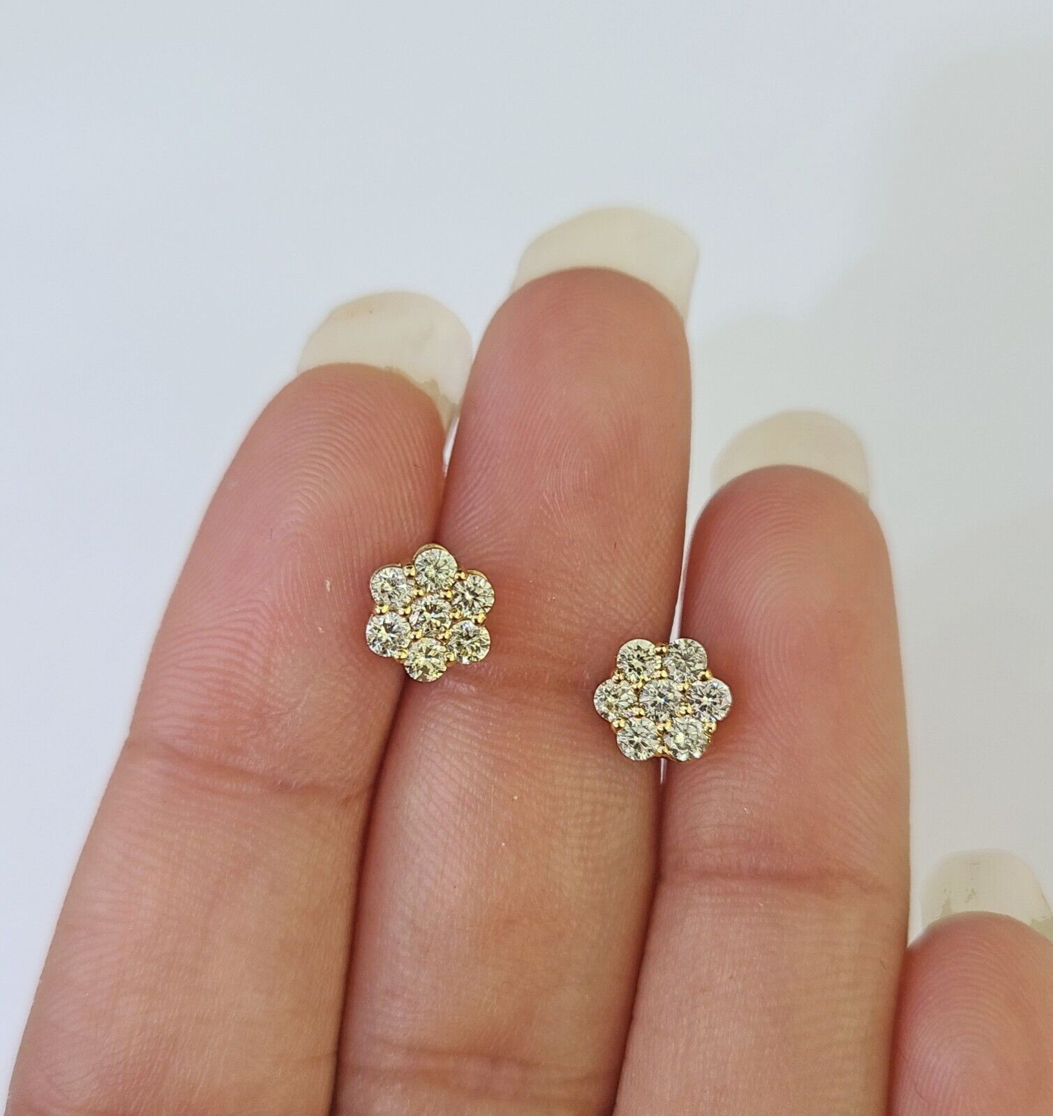 Diamond Flower buy Earrings 10k Yellow Gold