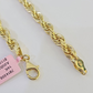 Real 14k Solid Rope Bracelet 7mm 7 Inch Men Women Diamond Cut Yellow Gold