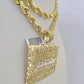 Real 10k Solid Rope Chain Last Supper Charm Set 6mm 20"-30" Inch Necklace Gold