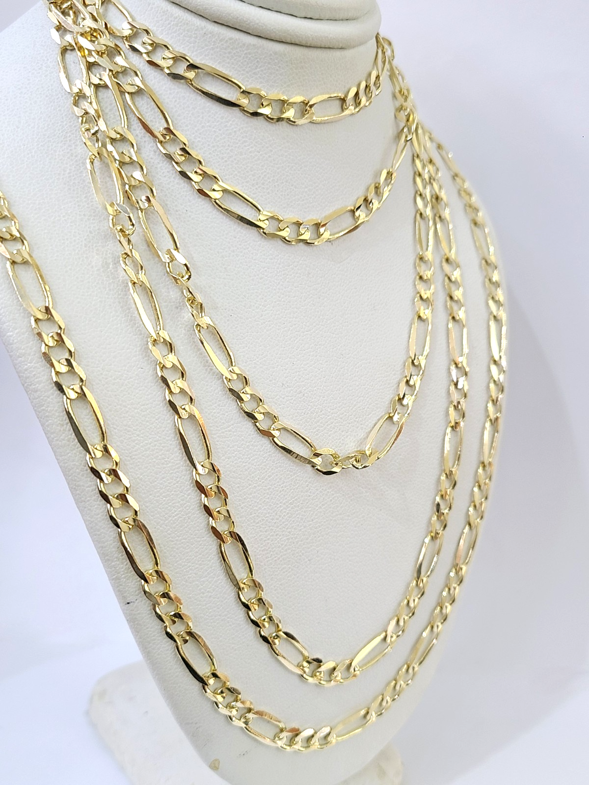 Real 14k Solid Gold Chain Figaro Link Necklace 5mm 18"-28" Men Women 14kt