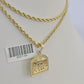 10k 2.5mm Rope Chain Last Supper Pendant 18"-30" Yellow Gold Set Charm Necklace