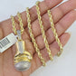 10k Solid Rope Chain Boxing Gloves Charm Diamond Set 4mm 20"-28" Necklace Gold