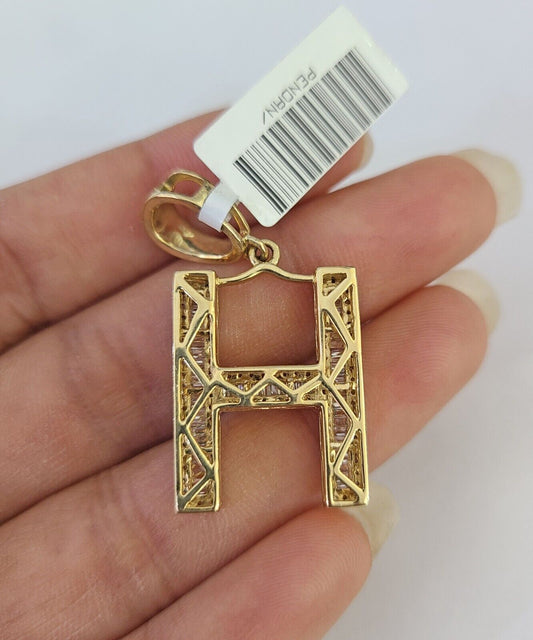 Real 10k Gold Diamond Letter "H" Initial Alphabet Charm/Pendant Yellow Real