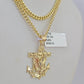 10K Gold Miami Cuban Chain Eagle Anchor Charm 18"-28" 3mm REAL Pendant Necklace