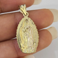 Real 10K Virgin Mary Pendent Charm 10kt Yellow Gold 1" Oval Holy Mother