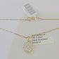 Real 14k Box Chain Diamond Pendant Yellow Gold Necklace Set Women