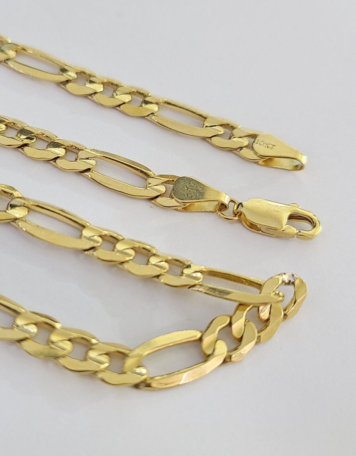 10K Solid Figaro Link Chain Necklace Yellow Gold 6mm 24" 26" 10kt