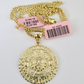 14k Miami Cuban Chain Mayan Calendar Charm Pendant 3mm 18"24" inch SET Necklace