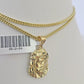 10K Franco Chain Jesus Head Pendant Charm Necklace 16"-24" 2mm Gold SET Yellow