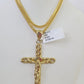 10K Gold Franco Chain Jesus Cross Charm Pendant 20-26 inches 2.5mm REAL Yellow