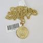 10K Gold Miami Cuban Chain Mayan Calendar 18"-28" 3mm REAL Pendant Necklace SET