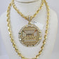 Real 10k Solid Rope Chain Last Supper Charm Set 6mm 20"-30" Inch Necklace Gold