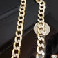 Real 10k Gold Cuban Curb Link Chain 10mm 24 Inch Two-tone Diamond Cut Necklace