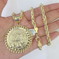 Real 10k Rope Chain Last Supper Charm Set 7mm 18"-26" Inch Necklace Yellow Gold