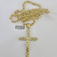 Real 10k Rope Chain Jesus Cross Charm Necklace Pendant Set 5mm 20"-30" Inch Gold