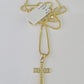 10K Gold Franco Chain Hearts Jesus Cross Charm SET 18-24 inches 1mm Necklace