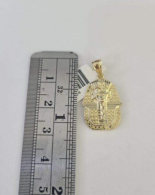 10K Gold Miami Cuban Chain Pharaoh Charm 18"-30" 3mm REAL Pendant