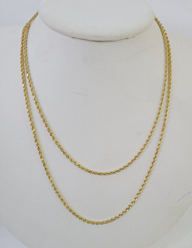 18k Real Solid Rope Chain Yellow Gold 2mm 16