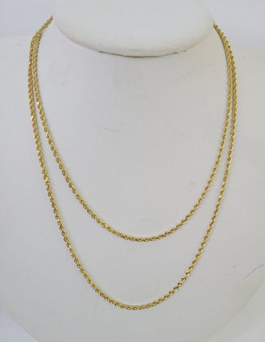18k Real Solid Rope Chain Yellow Gold 2mm 16"-24" Inch Genuine 18k