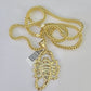 10K Franco Chain Scorpio Pendant Charm Necklace 20"-28" 4mm Gold SET Yellow