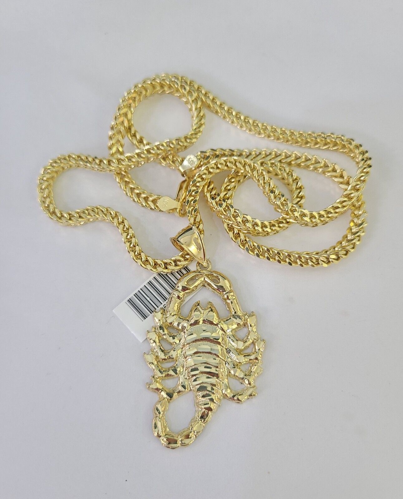 10K Franco Chain Scorpio Pendant Charm Necklace 20"-28" 4mm Gold SET Yellow