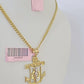 14k Yellow Gold Miami Cuban Chain Jesus Anchor Charm Set 3mm 18"-26" Necklace