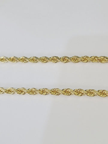 10K Real Solid Yellow Gold Rope Chain Necklace 5mm Length 18" 20" 22" 24" 26"