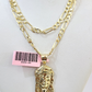 14k Solid Figaro Chain Jesus Head Pendant Gold 4mm 18-28 inch SET Necklace