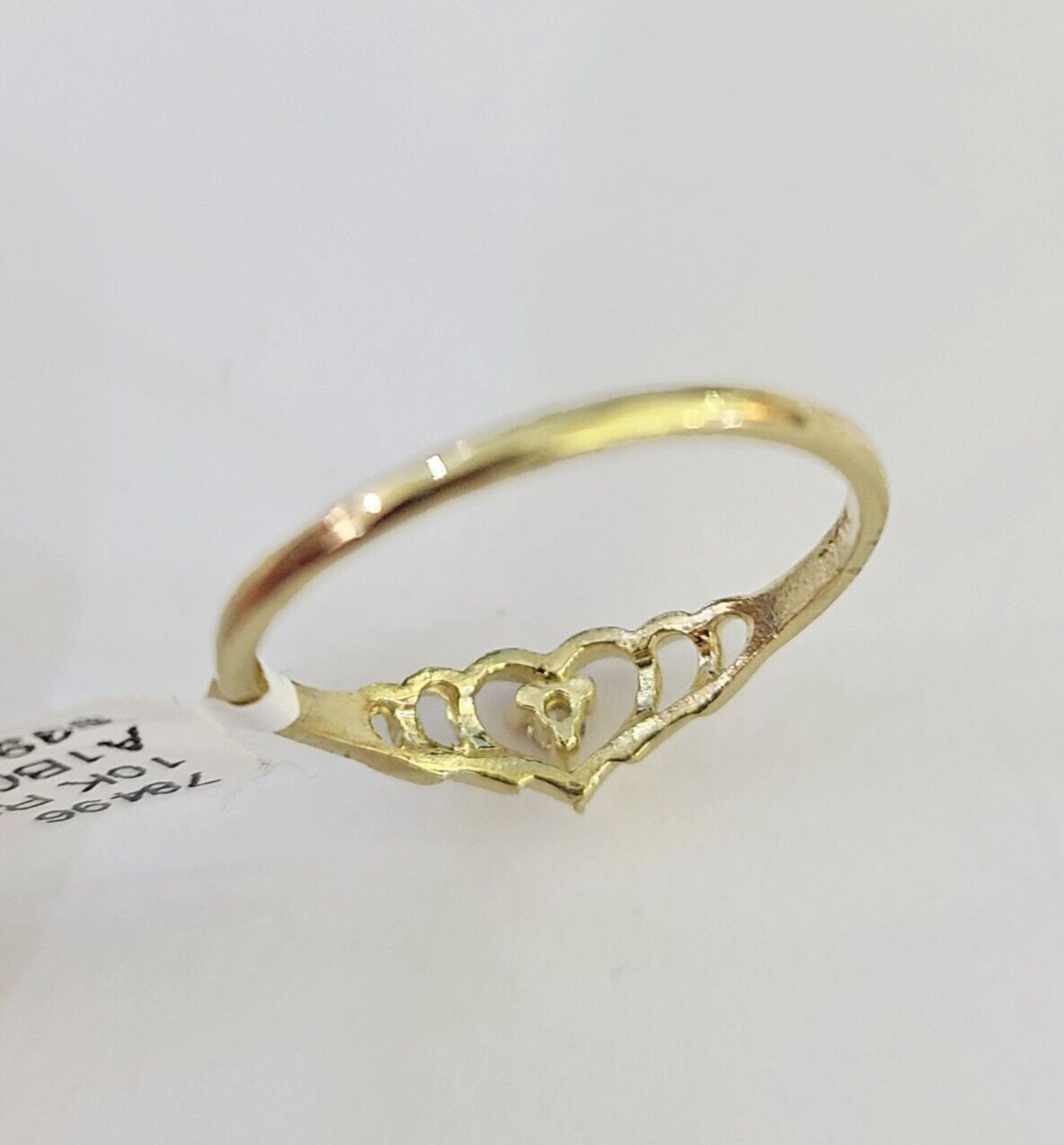 Real 10k Yellow Gold Hearts Ring Wedding Engagement Casual 10Kt Genuine