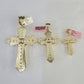 14k Jesus Cross Charm Pendant Yellow Gold Men Women 4" 3" 2"