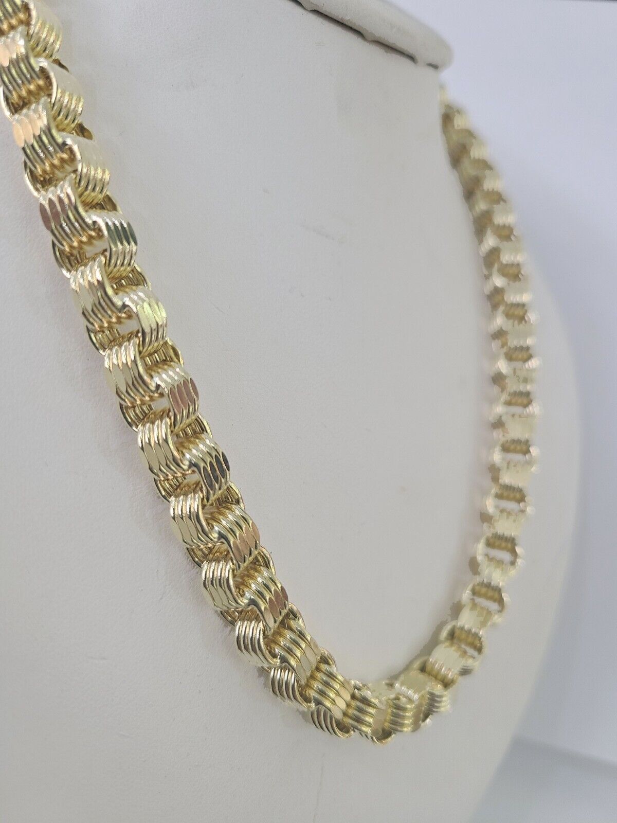 REAL 10k Gold Byzantine Chain Necklace Lobster Clasp 8mm 20" 22" 24" 26" 28" 30"